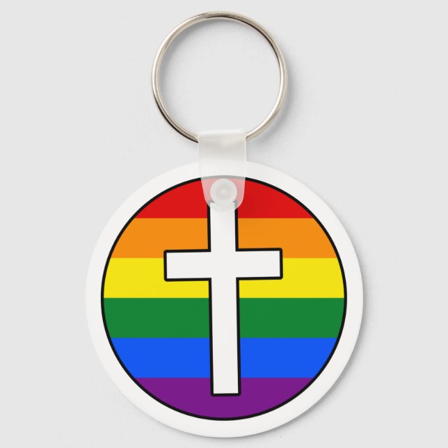 Llavero Cadena de teclas cruzada arco iris (estilo botón) (Anverso)
