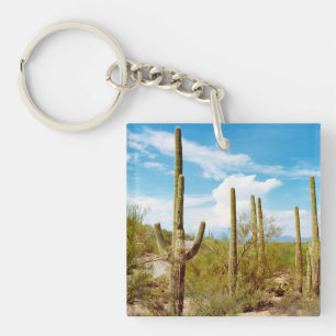 Llavero Cadena de teclas cuadrada del bosque de Cactus (do