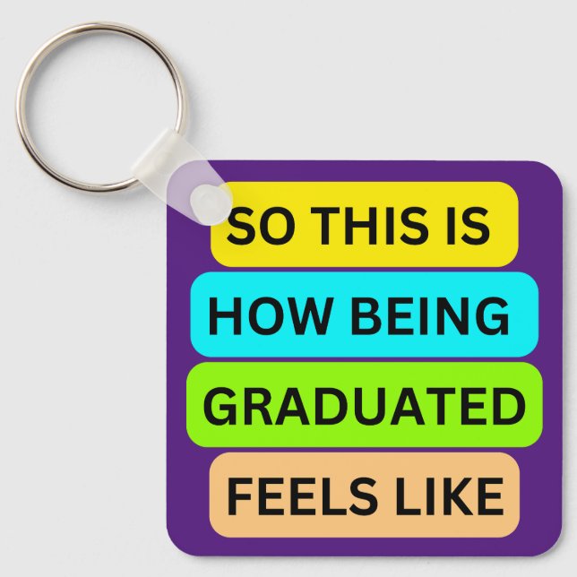 Llavero Cadena de teclas cuadrada púrpura SO_ESTE_IS_CÓMO_ (Anverso)