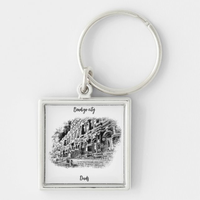 Llavero Cadena de teclas cuadradas premium, grande (5,08 c (Frente)