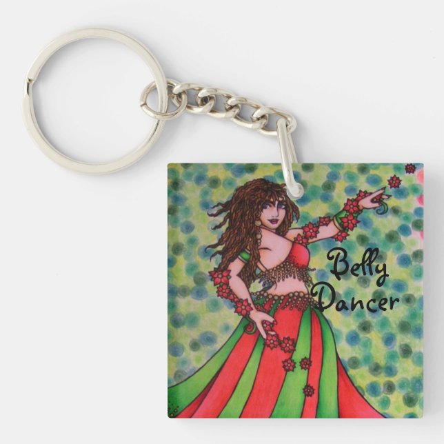 Llavero Cadena de teclas de bailarín del Belly de ruby (Frente)