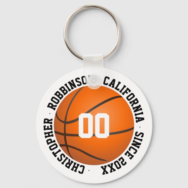Llavero Cadena de teclas de baloncesto con nombre de númer (Anverso)