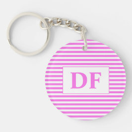 Llavero Cadena de teclas de bandas rosadas/blancas inicial