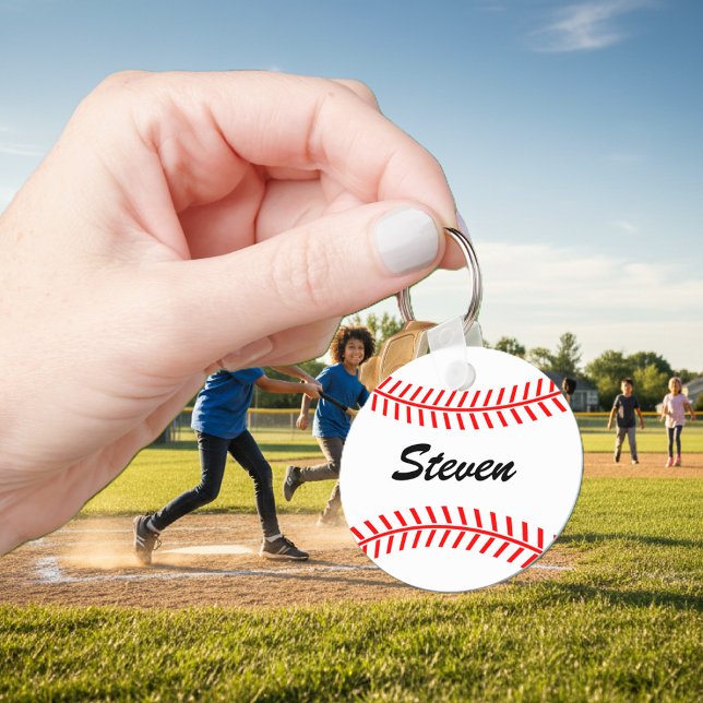 Llavero Cadena de teclas de béisbol personalizada con nomb (baseball keychain)