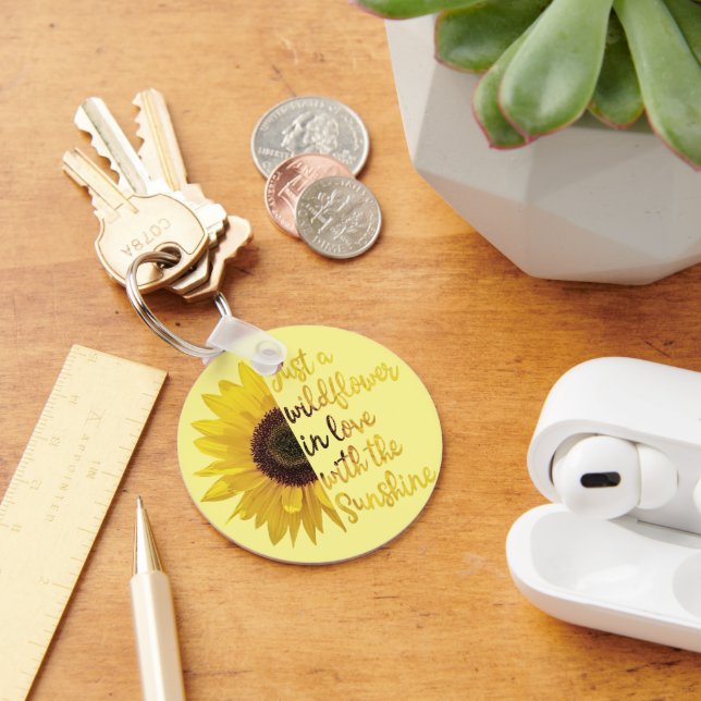 Llavero Cadena de teclas de botón amarillo con cita (Escritorio )