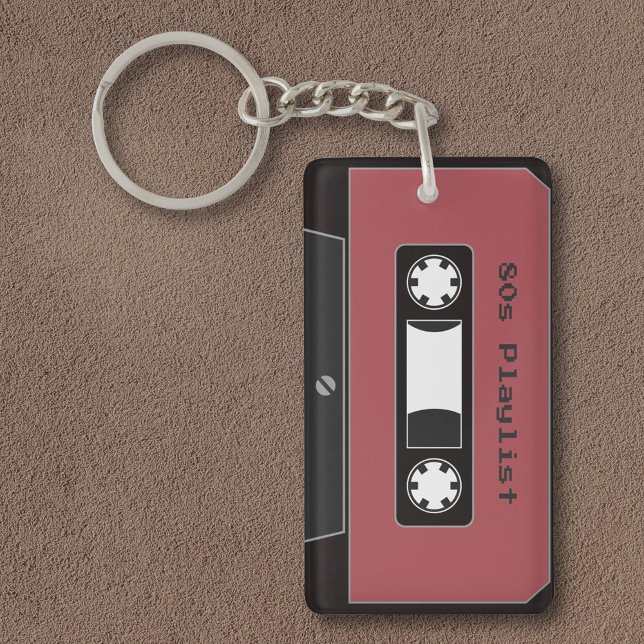 Llavero Cadena de teclas de cinta roja (Red Cassette Tape Keychain)