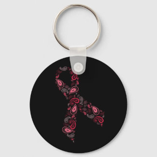 Llavero cadena de teclas de cinta rosa paisley - negro