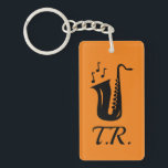 Llavero cadena de teclas de color personalizado para repro<br><div class="desc">Cadena de teclas de color personalizado para el reproductor saxofónico. Sax con notas musicales. Idea de regalo de Guay para el jugador,  el aficionado al jazz,  el músico,  el estudiante,  etc.</div>