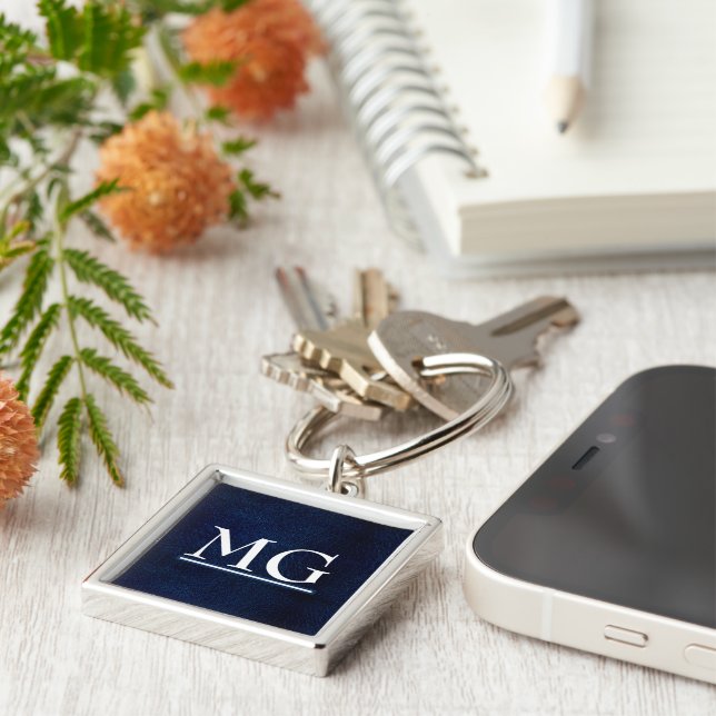 Llavero Cadena de teclas de cuero falso de la Marina Monog (Lado)