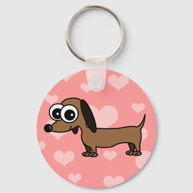 Llavero Cadena de teclas de Dachshund Cuta - Rosa (Anverso)
