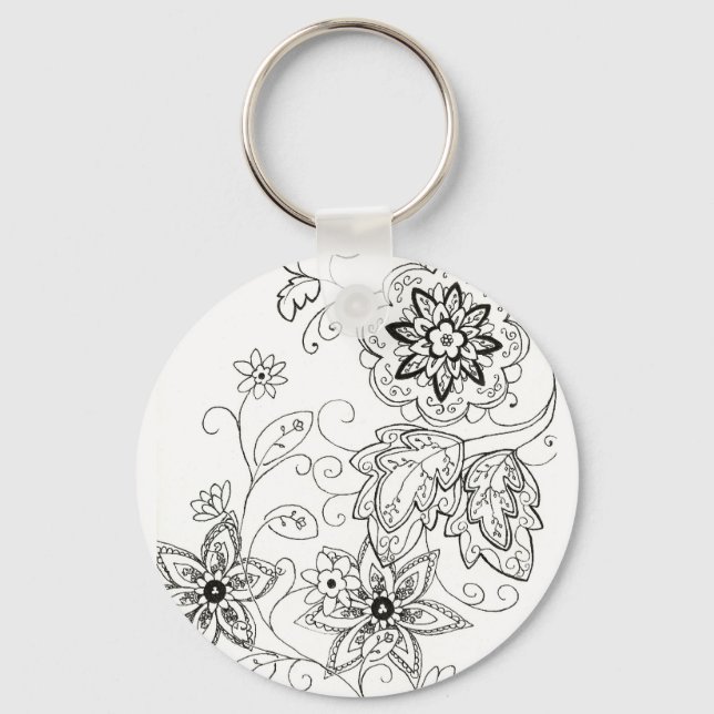 Llavero Cadena de teclas de dibujo floral (Anverso)
