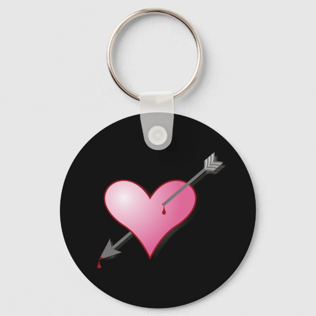 Llavero Cadena de teclas de dirección de corazón rosado (Anverso)