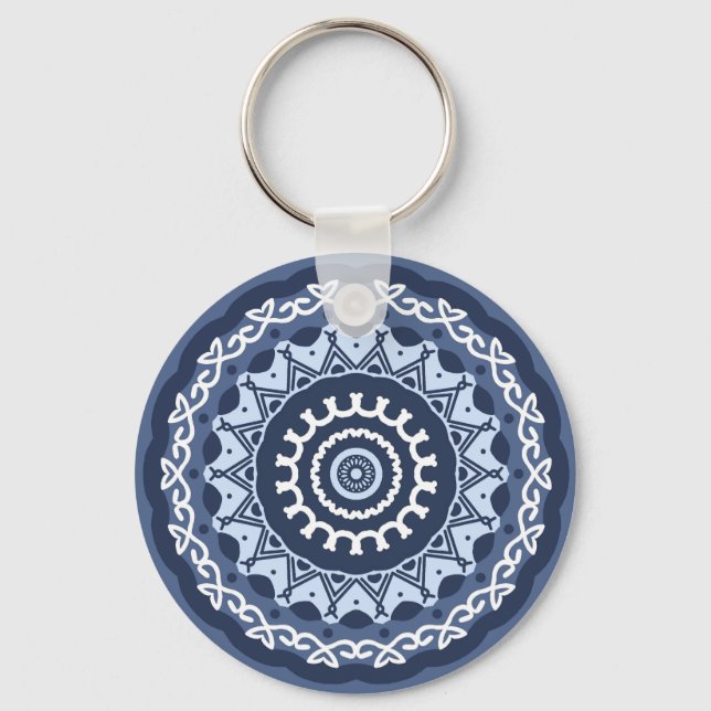 Llavero Cadena de teclas de diseño de Mandala compleja (Anverso)