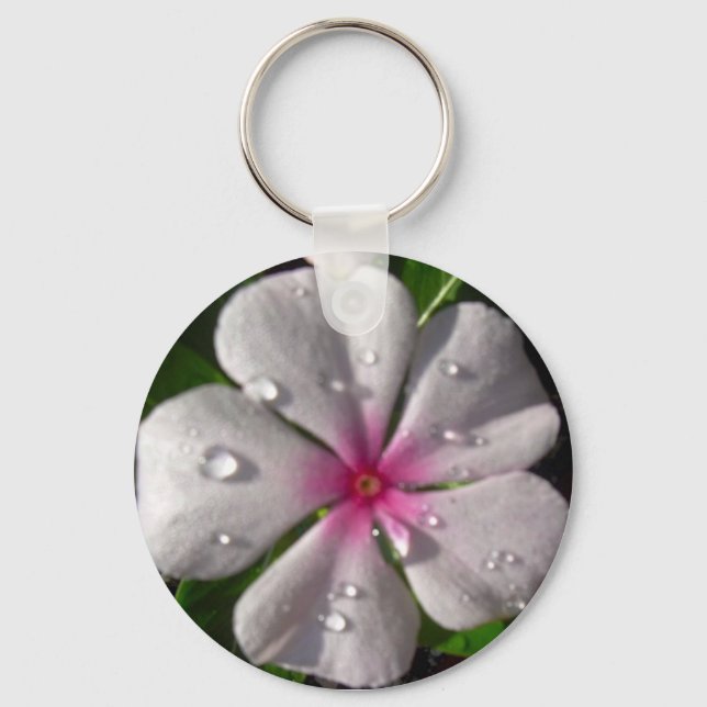 Llavero Cadena de teclas de flor de vinca rosada (Anverso)