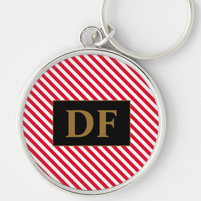 Llavero Cadena de teclas de franjas rojas/blancas (Frente)