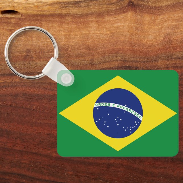 Llavero Cadena de teclas de la bandera brasileña. Ordem e  (Reverso )
