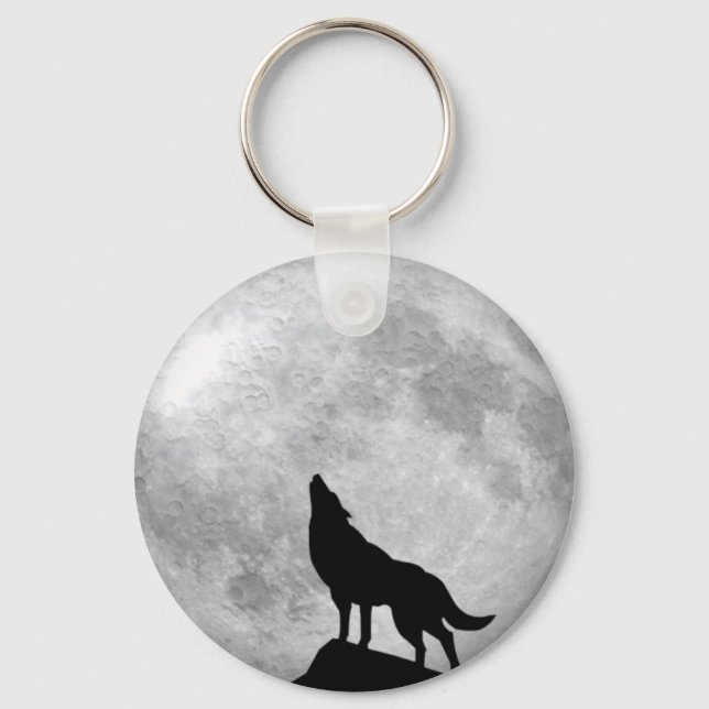 Llavero Cadena de teclas de la luna llena del lobo (Anverso)