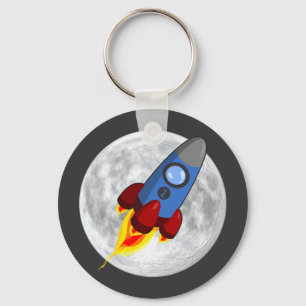 Llavero Cadena de teclas de la luna y los cohetes (anillo 