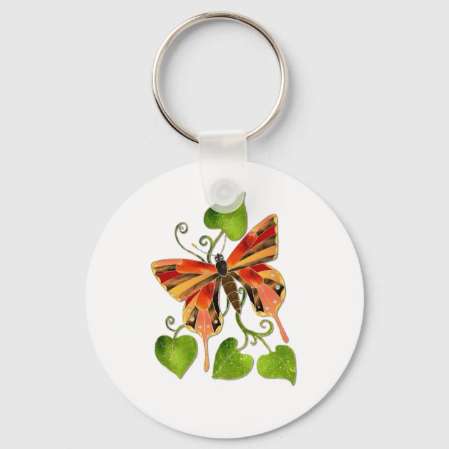 Llavero Cadena de teclas de la mariposa de vidrio templado (Anverso)
