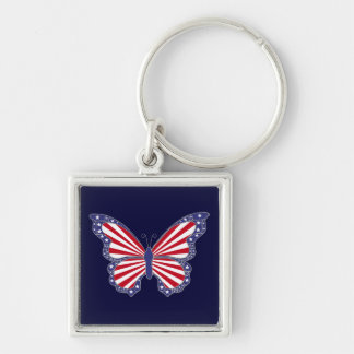 Llavero Cadena De Teclas De Mariposa Azul Y Blanco Rojo Pa