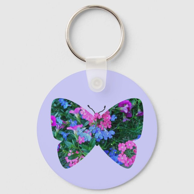 Llavero Cadena de teclas de mariposa de flores mixtas (Anverso)