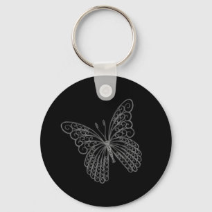 Llavero Cadena de teclas de mariposa filigrí en negro
