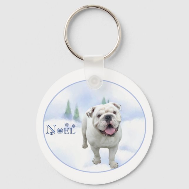 Llavero Cadena de teclas de Noel de bulldog (Anverso)