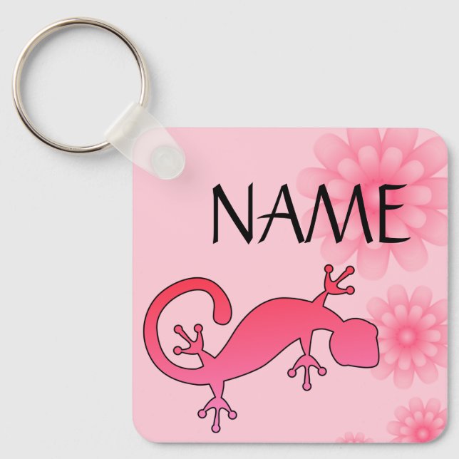 Llavero Cadena de teclas de nombre personalizado Gecko ros (Anverso)