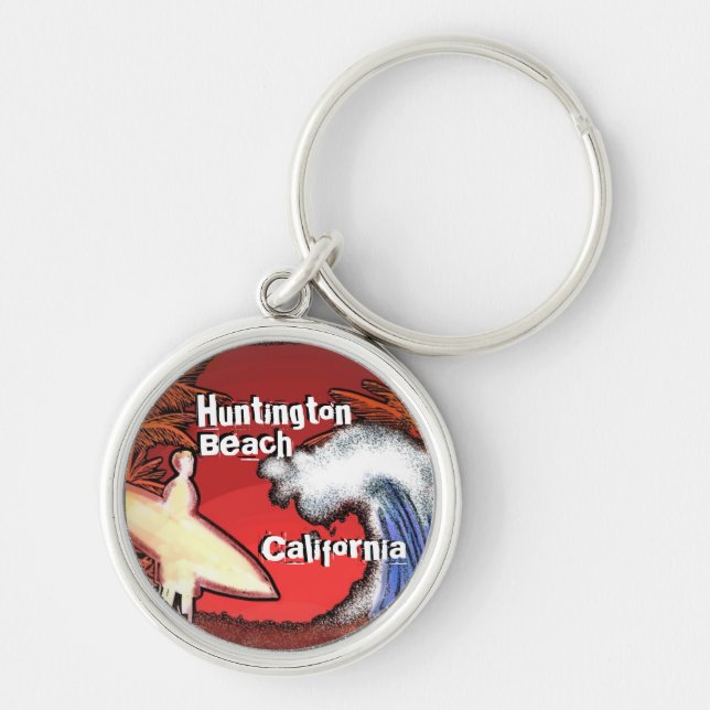 Llavero Cadena de teclas de olas surfistas de Huntington B (Frente)