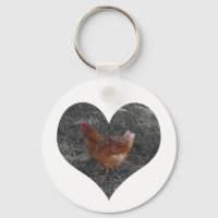 Cadena de teclas de pollo modelado en el corazón