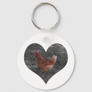 Llavero Cadena de teclas de pollo modelado en el corazón