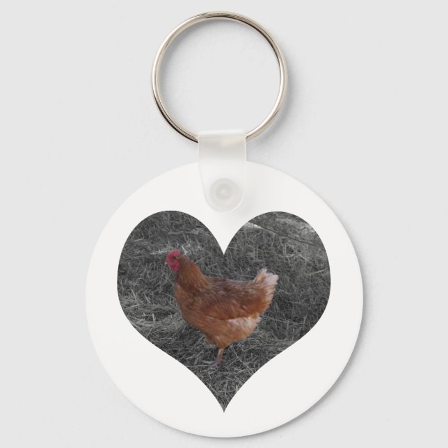 Llavero Cadena de teclas de pollo modelado en el corazón (Anverso)