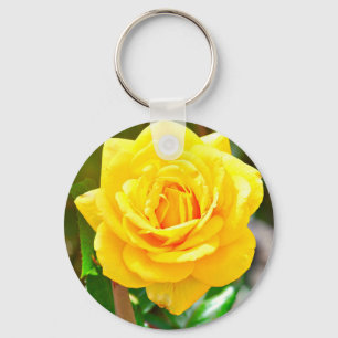Llavero Cadena de teclas de rosa amarilla