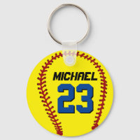 Cadena de teclas de softbol amarilla para aficiona