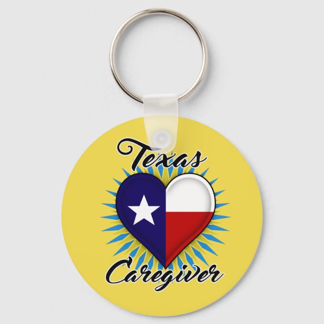 Llavero Cadena de teclas de Texas Caregiver (fondo amarill (Anverso)