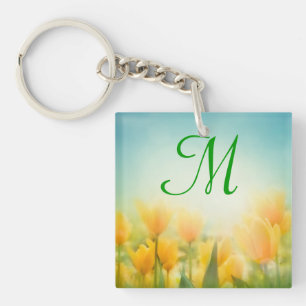 Llavero Cadena de teclas de tulipanes amarillos besados po