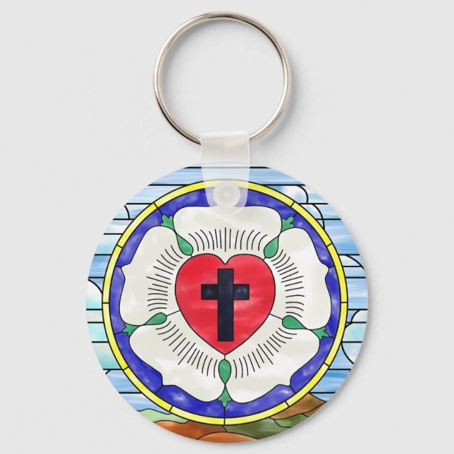 Llavero Cadena de teclas del botón básico de vidrio templa (Anverso)