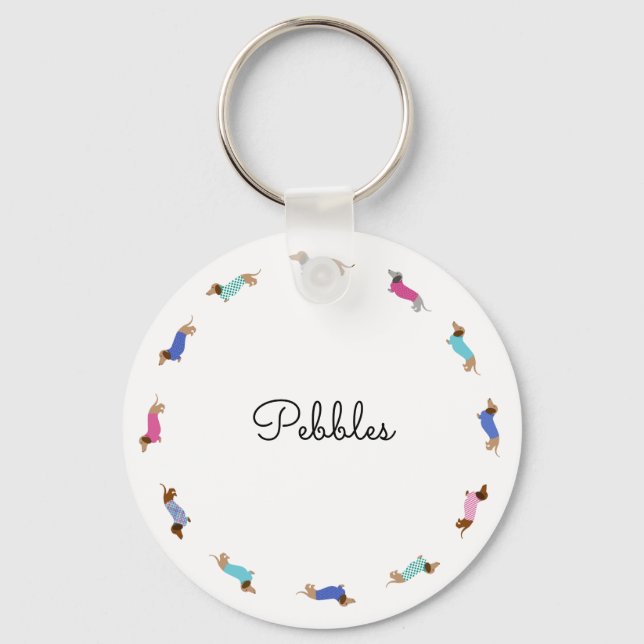 Llavero Cadena de teclas del botón Dachshund personalizado (Anverso)