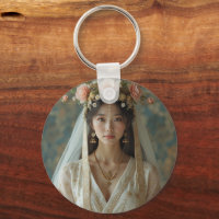 Cadena de teclas del chica oriental
