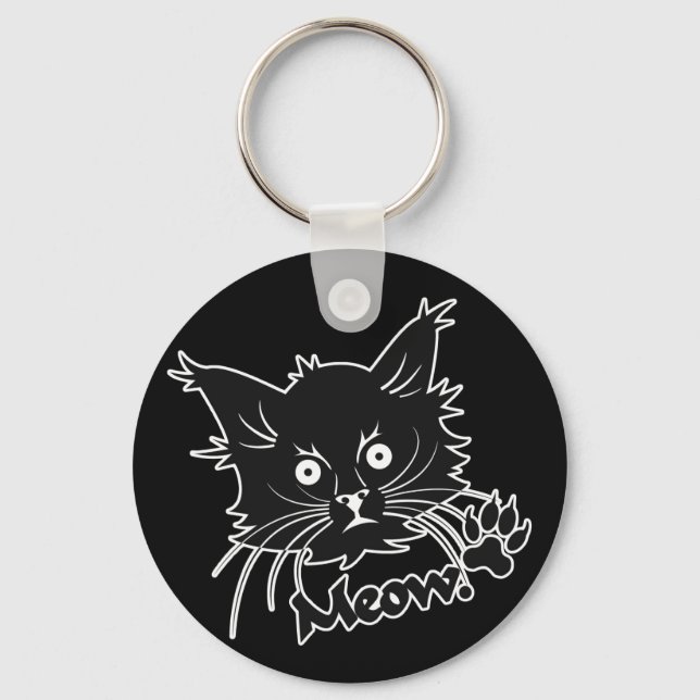 Llavero Cadena de teclas del personalizado del gato negro (Anverso)