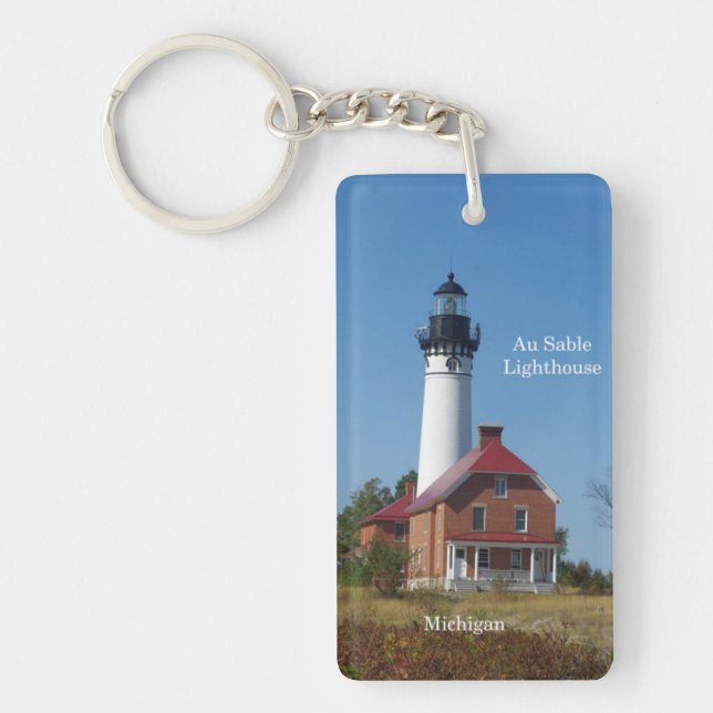 Llavero Cadena de teclas del rectángulo del faro Au Sable (Frente)