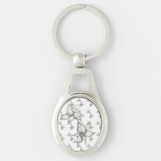 Llavero Cadena de teclas en blanco y negro (Anverso)