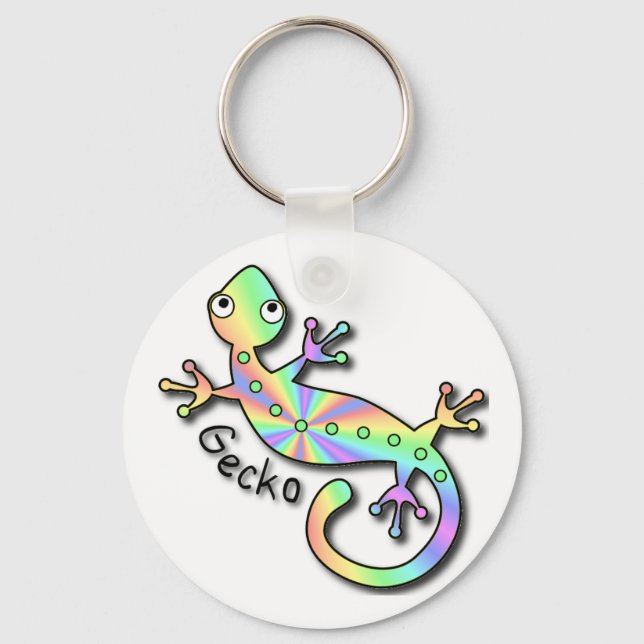 Llavero Cadena de teclas Gecko psicodélico (Anverso)