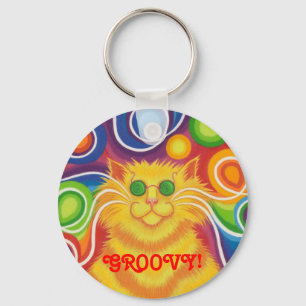Llavero Cadena de teclas "Groovy!", con un gatito negro