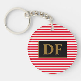 Llavero Cadena de teclas inicial de franjas rojas/blancas 
