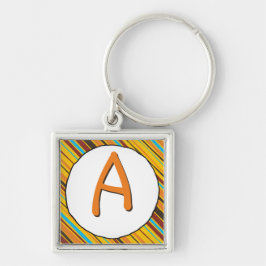 Llavero Cadena de teclas monograma de franjas justas