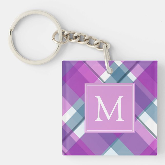 Llavero Cadena de teclas monogramada ligera púrpura (Frente)