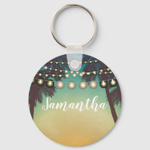 Llavero Cadena de teclas personalizada Playa Sunset Palm T