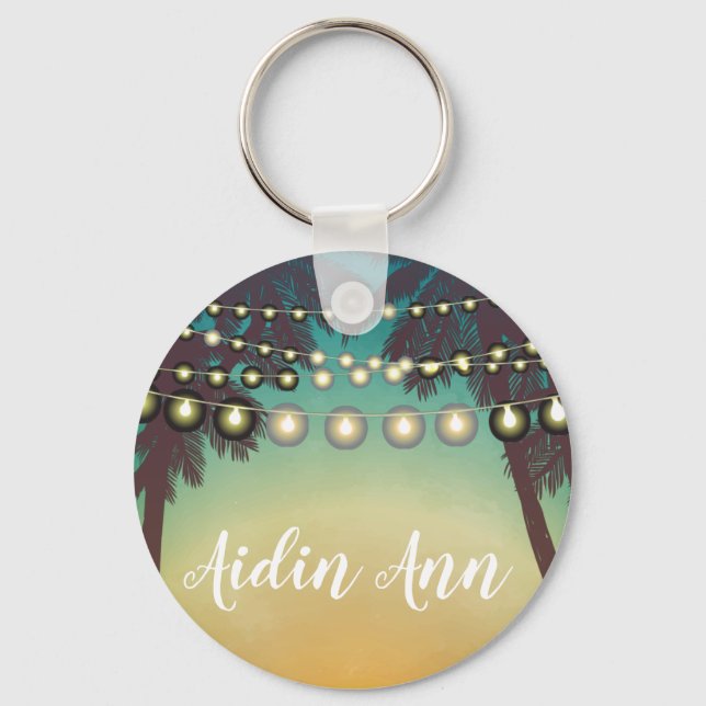 Llavero Cadena de teclas personalizada Playa Sunset Palm T (Anverso)