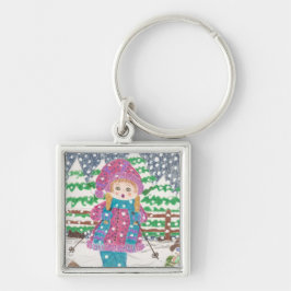 Llavero Cadena de teclas premium para chicas de esquí